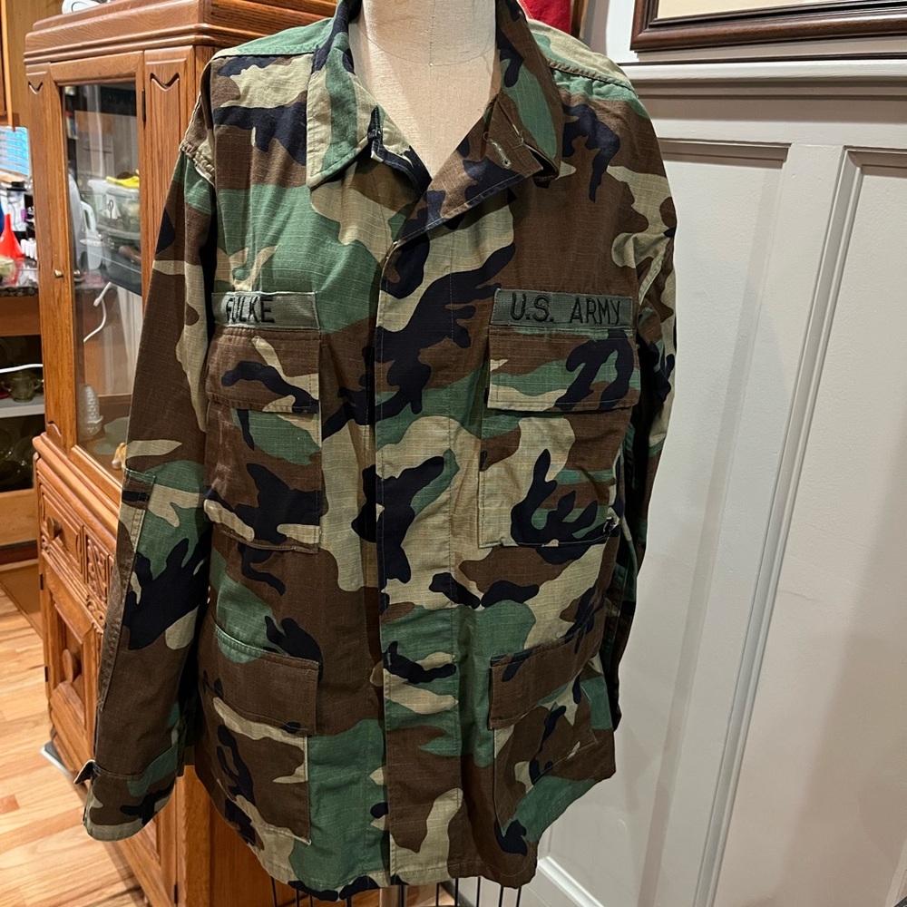 Vintage Woodland Camouflage Military Jacket Large-Short